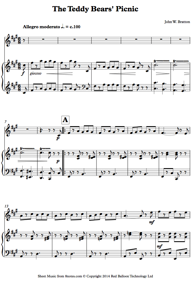 violin teddy bears picnicvln sheet music 8notes com teddy bears picnic sheet music