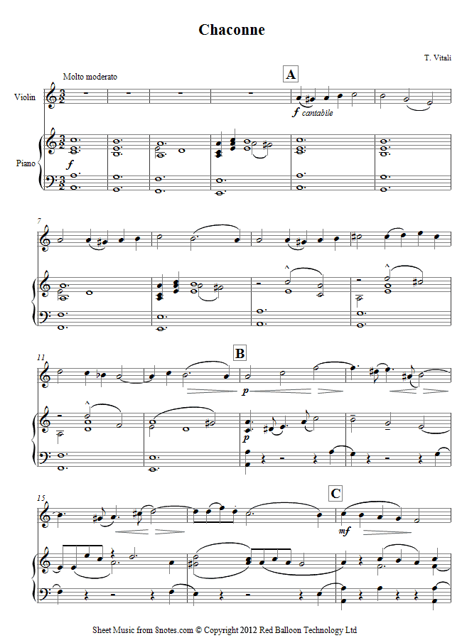 violin vitali chaconne sheet music 8notes com vitali chaconne violin sheet music