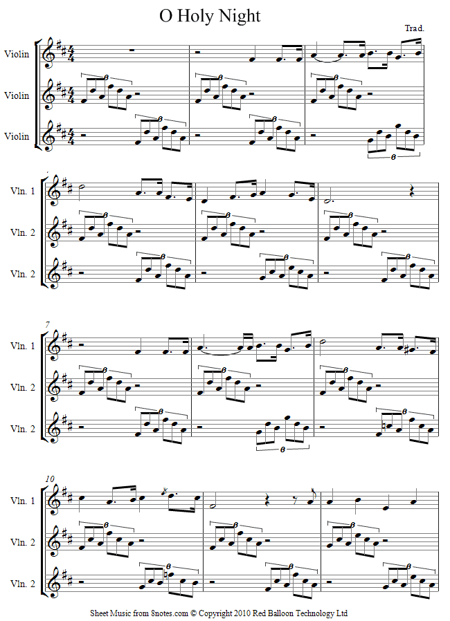 violin trio o holy night sheet music 8notes com o holy night violin sheet music