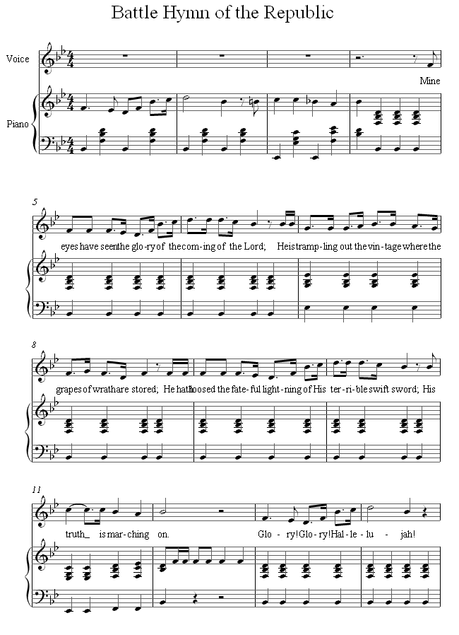 voice battle hymn sheet music 8notes com the battle hymn of the republic sheet music