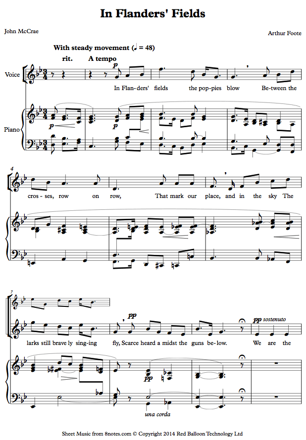voice flanders fieldsvoice sheet music 8notes com in flanders fields sheet music