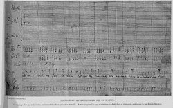 Portion of an original manuscript by Haydn, in the , from a biography of Haydn available from 