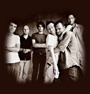 from left: Colin, Phil, Jonny, Thom, Nigel Godrich, Ed