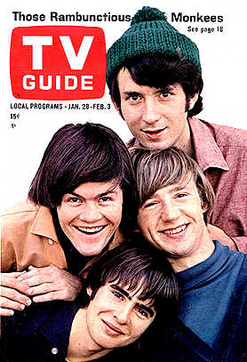 The success of the First Season lands the Monkees on the cover of TV Guide, January 1967